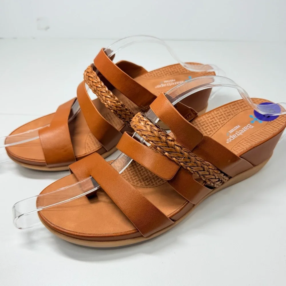 Baretraps Dallon Sandals Womens 8.5 Brown Wedge Slide Strappy Braided Posture - Picture 5 of 7